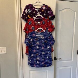 Colorful Holidays Cartoon Print Scrub Tops Halloween and Christmas
